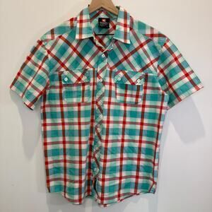 NWOT South Pole Button Down Shirt Men's Large Short Sleeve Plaid Streetwear